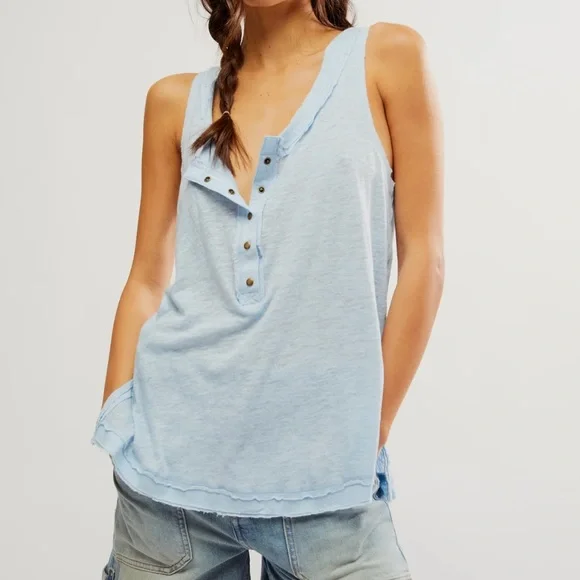 Free People NWT Love Language Oversized Sleeveless Linen & Cotton Tank small - Picture 8 of 13